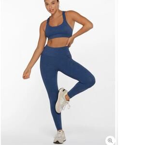 Lorna Jane Ruffle Sports Bra & Scrunch Full Length Leggings Set in Windigo SZ S